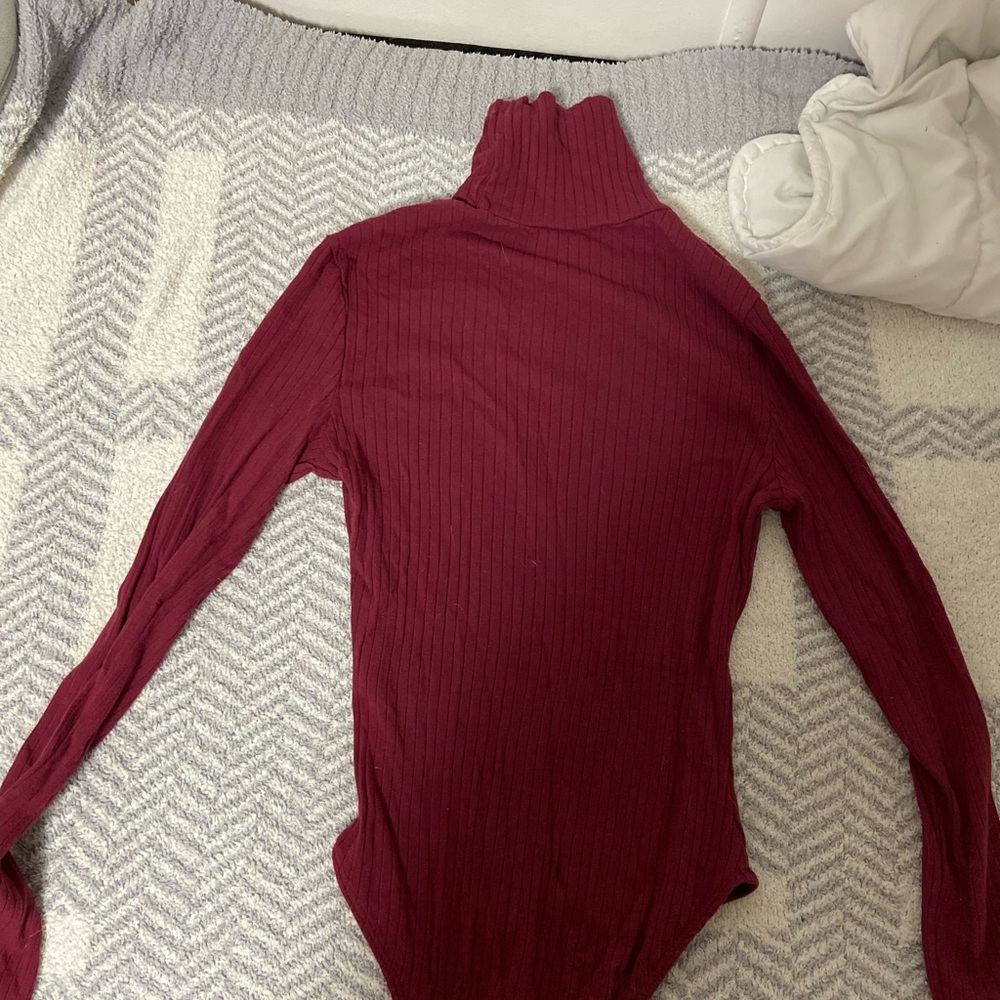 Burgundy turtleneck bodysuit